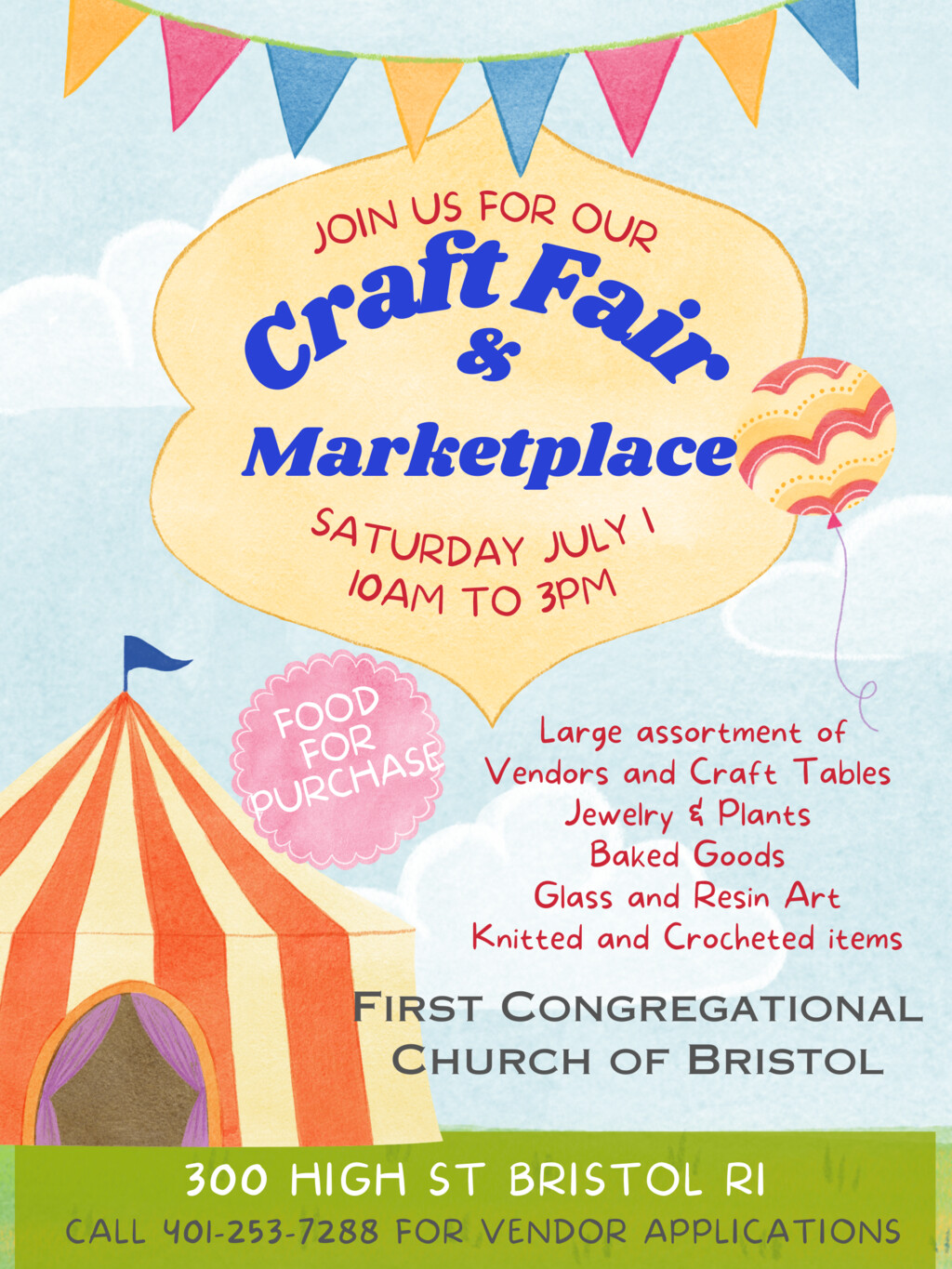 Come to the FCC Craft Fair July 1st First Congregational Church in